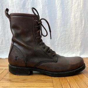 Frye Brown Leather Combat Boots 9